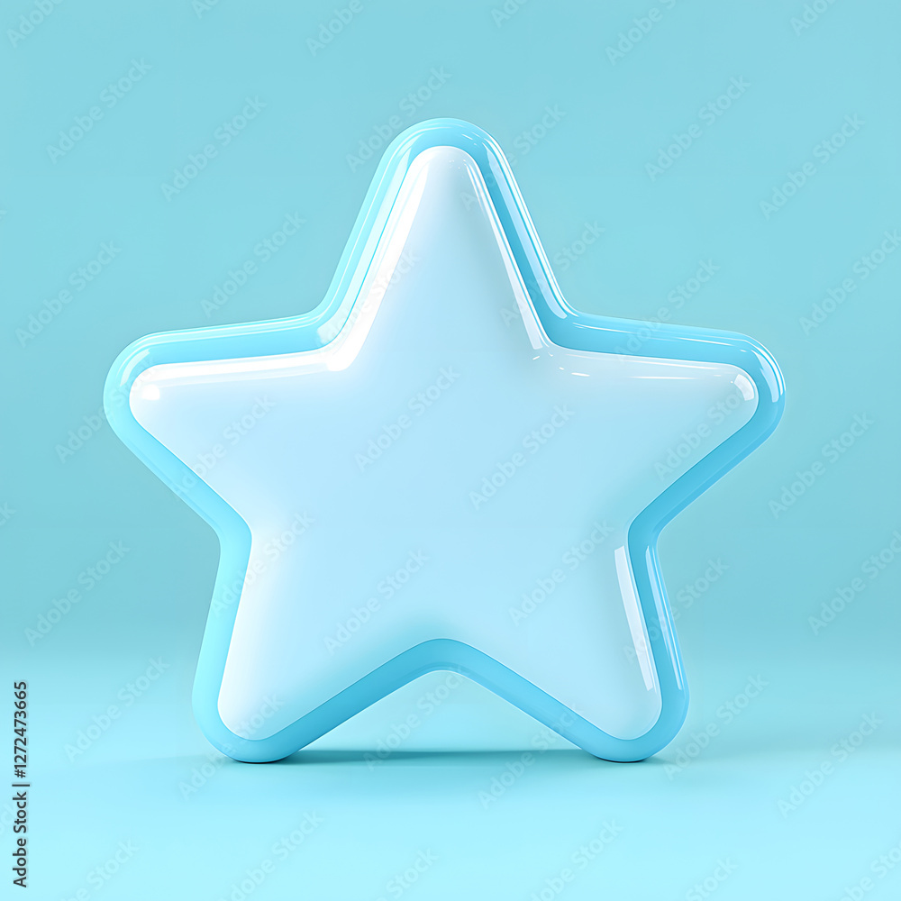 Blue stars isolated on solid color background, 3D rendering