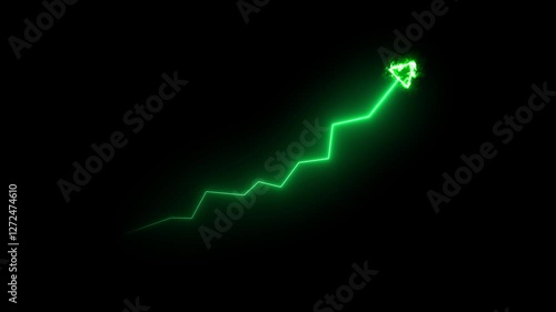 Animated Financial Growth Graph. Graph Depicting Financial Growth, Stock Market Boom, Business Success.stock market boom or an impressive increase of business sales.	