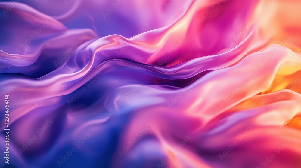 Obraz premium Minimalist Abstract Liquid Forms Blending in Sea of Colorful Waves