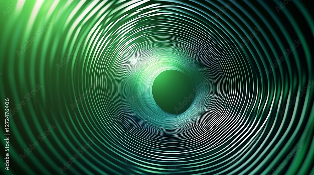 Abstract Green Tunnel with Wavy Lines and Light Reflections Abstract Green Tunnel with Wavy Lines and Light Reflections