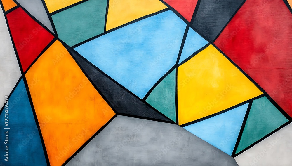 Fototapeta premium Abstract Geometric Colorful Patterns on a Large Wall Surface