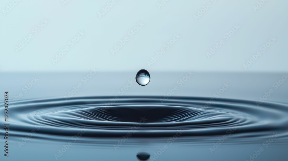 Single Drop of Water Creating Ripples in a Minimalist Scene Single Drop of Water Creating Ripples in a Minimalist Scene