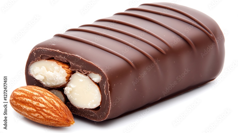 Delicious Milk Chocolate Bar with Almonds and Creamy Filling Delicious Milk Chocolate Bar with Almonds and Creamy Filling