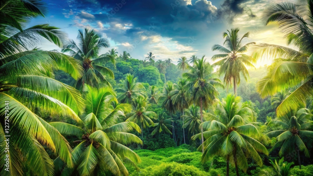 Relax on a tropical beach, surrounded by swaying palms and lush greenery; a perfect summer holiday escape awaits. Relax on a tropical beach, surrounded by swaying palms and lush greenery; a perfect summer holiday escape awaits.