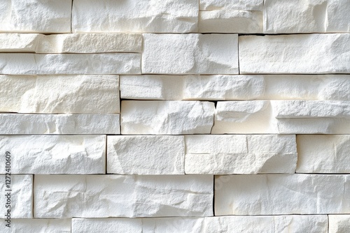 White textured stone wall background. Ideal for interior design projects needing a clean, modern aesthetic. photo