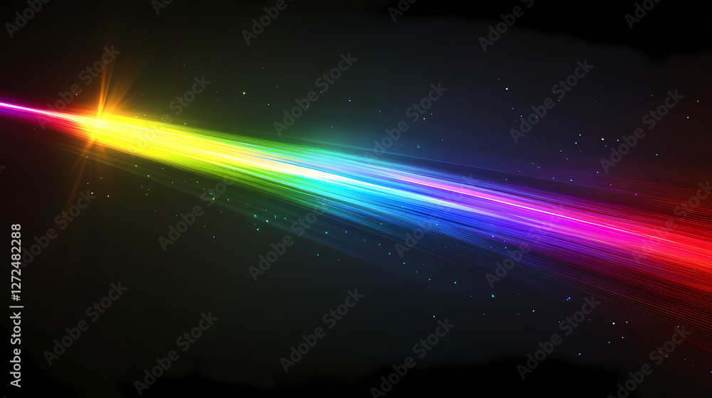 Dynamic beams of refracted rainbow light diagonally streaking across a dark background. Futuristic Light Refractions. Illustration Dynamic beams of refracted rainbow light diagonally streaking across a dark background. Futuristic Light Refractions. Illustration
