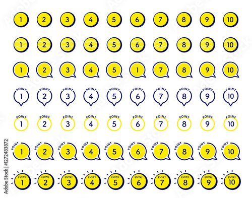 数字とポイントのアイコンセット_イエロー