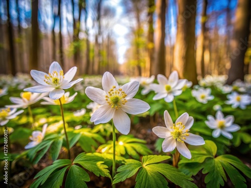 Spring's ephemeral beauty: Isopyrum thalictroides, a woodland wildflower in full bloom. photo