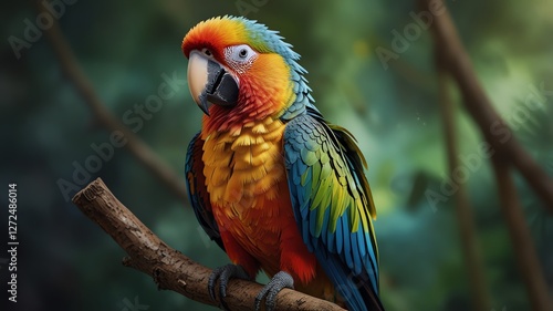 Wallpaper Mural Vibrant AI-generated image of a colorful parrot perched on a branch Torontodigital.ca