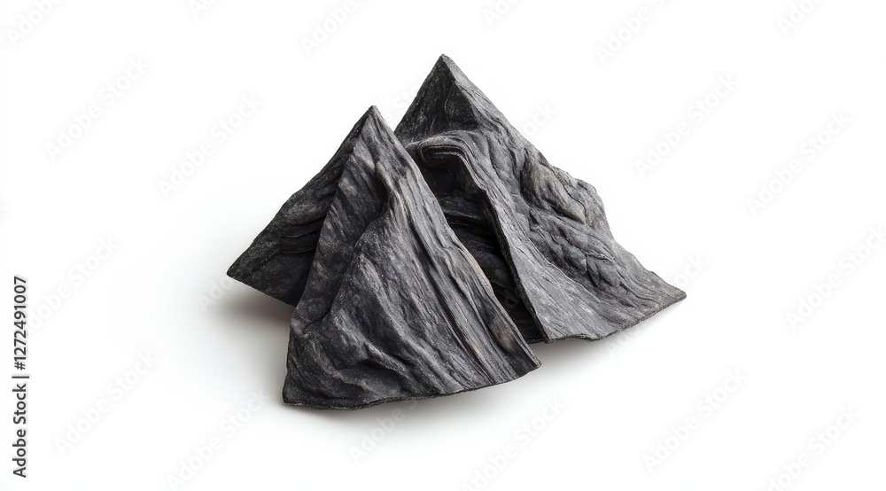 Naklejka premium Abstract Geometric Mountains in Dark Texture on White Background