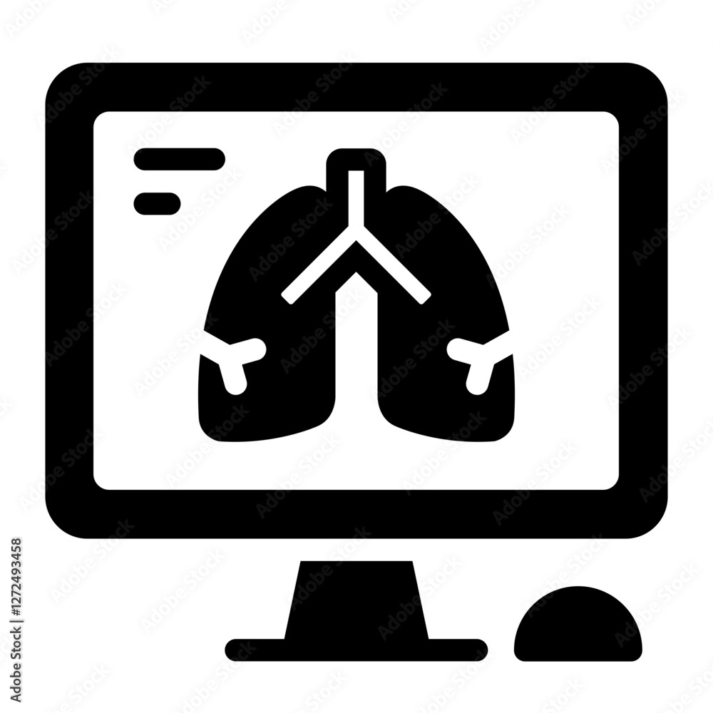 Lungs health X ray glyph icon showing medical effects and radiological awareness Lungs health X ray glyph icon showing medical effects and radiological awareness