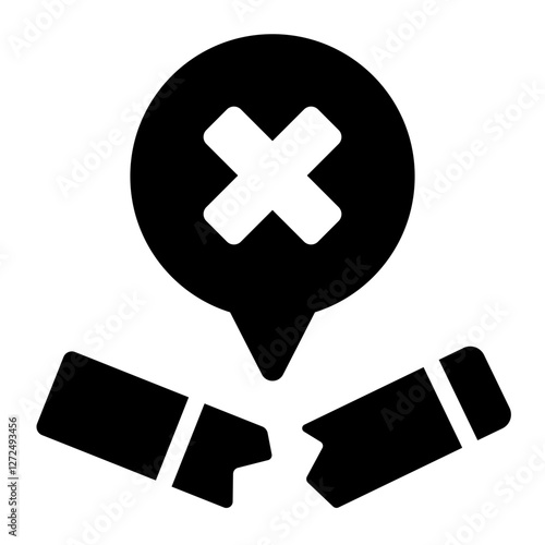 Broken cigarette glyph icon symbolizing quitting tobacco for better health and life