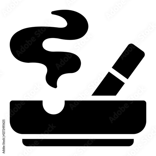 Ashtray glyph icon representing smoking products and fire related awareness