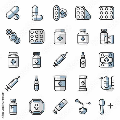 Minimalist Medical & Pharmacy Line Icons Set