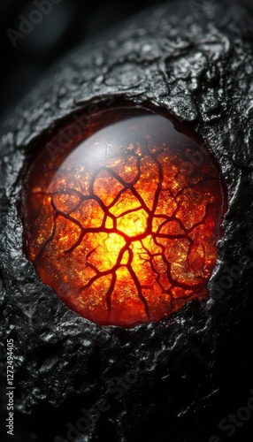 Wallpaper Mural Glowing amber embedded in dark stone.  Intricate veins of light illuminate the interior. Torontodigital.ca