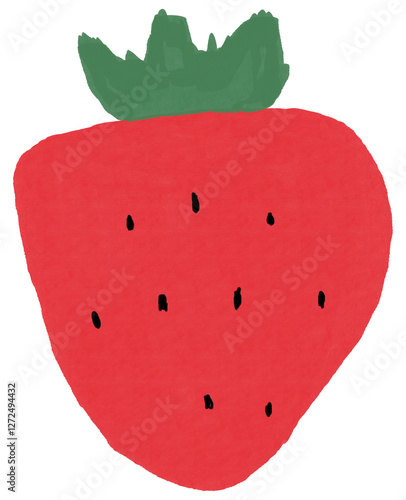 Hand drawn strawberry illustration with soft texture for modern fruit-themed design and digital artwork
