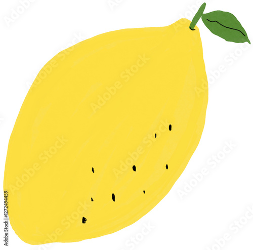 Bright yellow lemon fruit illustration with a soft hand drawn texture for modern and natural design