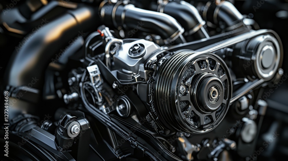 Sleek Engine Design with Integrated Cooling Features in Detail Sleek Engine Design with Integrated Cooling Features in Detail