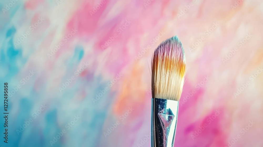 Fototapeta premium Delicate Brush on Soft Blurred Background in Pastel Shades