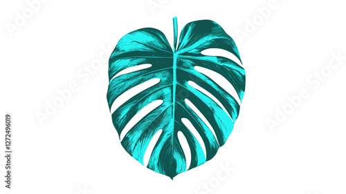 Monstera Leaf in Teal