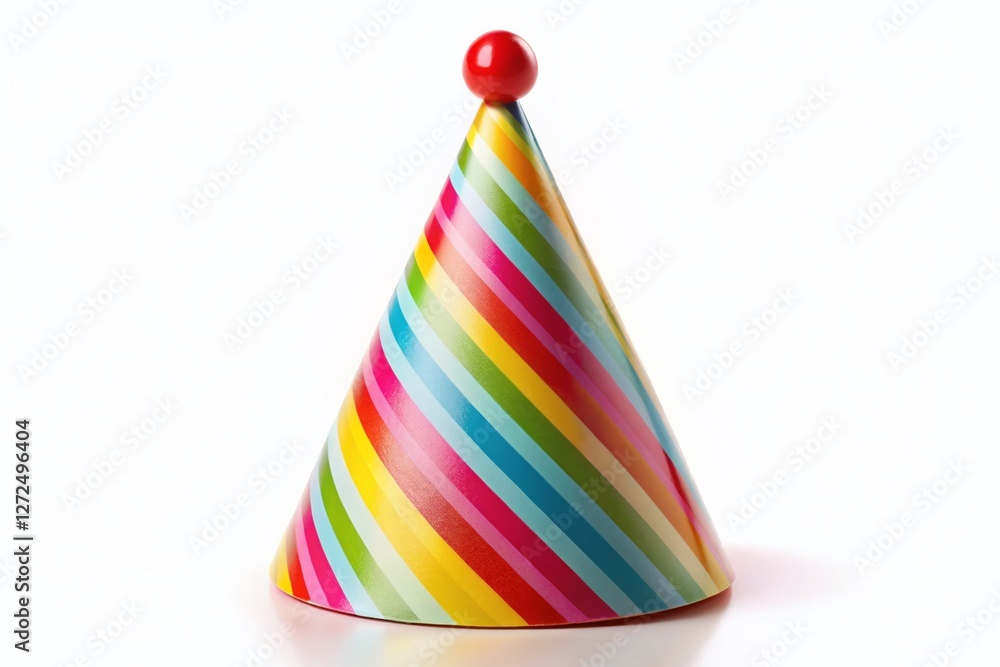 Minimalist Birthday Party Hat, Isolated on White Background Minimalist Birthday Party Hat, Isolated on White Background