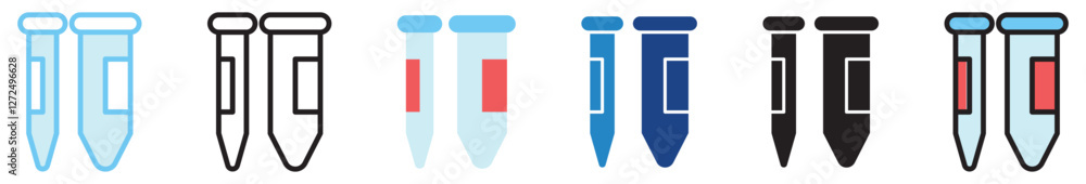 Centrifuge Tube multi style, mini illustration icon. outline, flat, glyph, line color, UI, UX, app and web, digital or print. For education, research, chemistry. Centrifuge Tube multi style, mini illustration icon. outline, flat, glyph, line color, UI, UX, app and web, digital or print. For education, research, chemistry.
