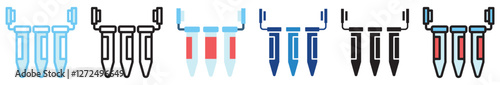 Centrifuge Tube multi style, mini illustration icon. outline, flat, glyph, line color, UI, UX, app and web, digital or print. For education, research, chemistry.