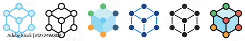 Molecules multi style, mini illustration icon. outline, flat, glyph, line color, UI, UX, app and web, digital or print. For education, research, chemistry.