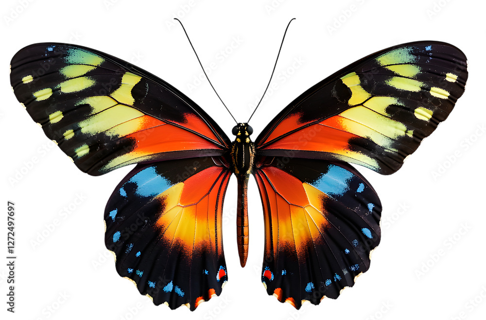 Obraz premium A Colorful Butterfly – Top View with Left-Right Symmetry
