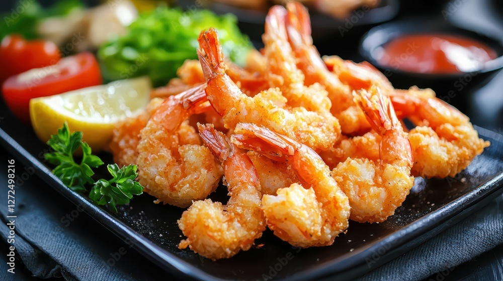 Tantalizing Fried Shrimp with Fresh Ingredients and Dipping Sauce Tantalizing Fried Shrimp with Fresh Ingredients and Dipping Sauce