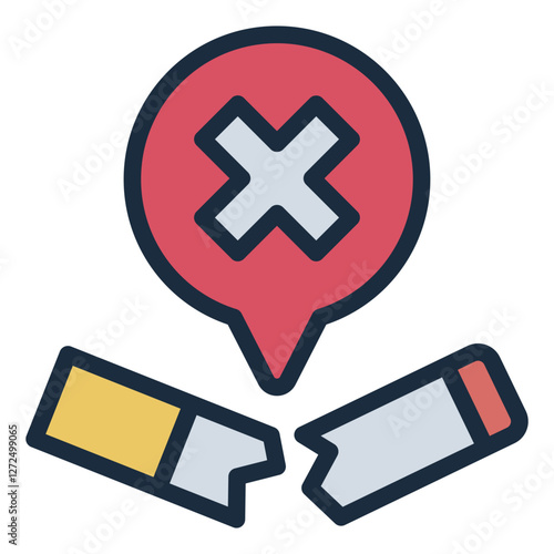 Broken cigarette filled line icon symbolizing quitting tobacco for better health and life