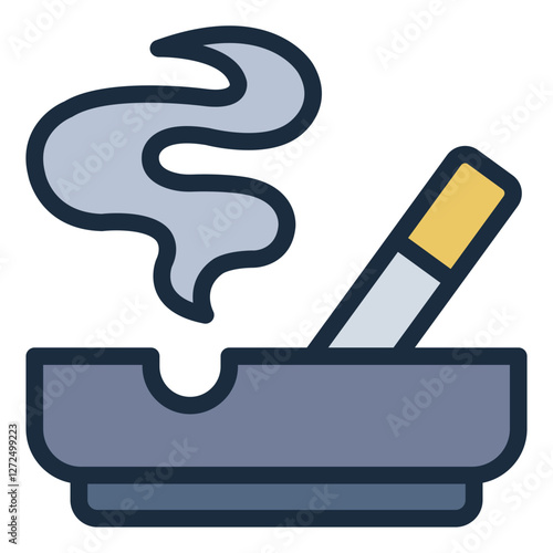 Ashtray filled line icon representing smoking products and fire related awareness