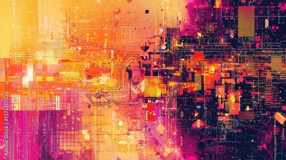 Vibrant Digital Art Composition with Abstract Blending Techniques Vibrant Digital Art Composition with Abstract Blending Techniques