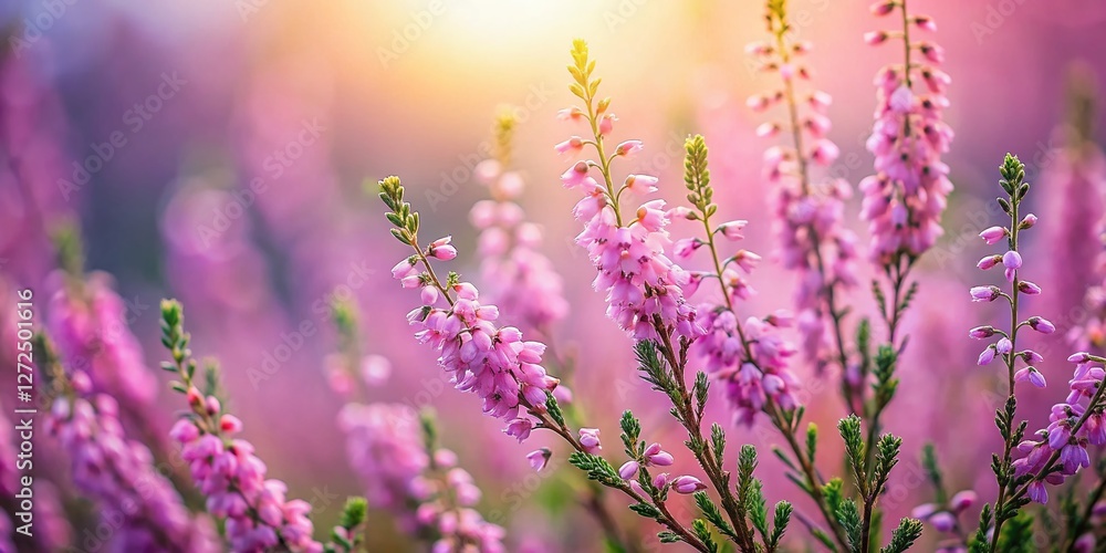 Fototapeta premium Minimalist Macro Photography: Delicate Heather Flowers