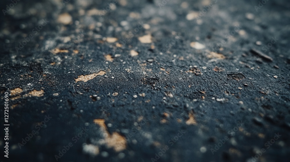 Close-up of a textured, dark surface with speckled discoloration. Shows detail and wear. Close-up of a textured, dark surface with speckled discoloration. Shows detail and wear.
