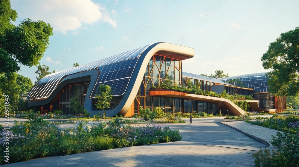 Fototapeta premium research center with solar panels 