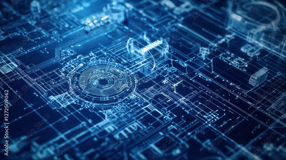 Intricate Engineering Blueprint Design with Abstract Technical Elements Intricate Engineering Blueprint Design with Abstract Technical Elements