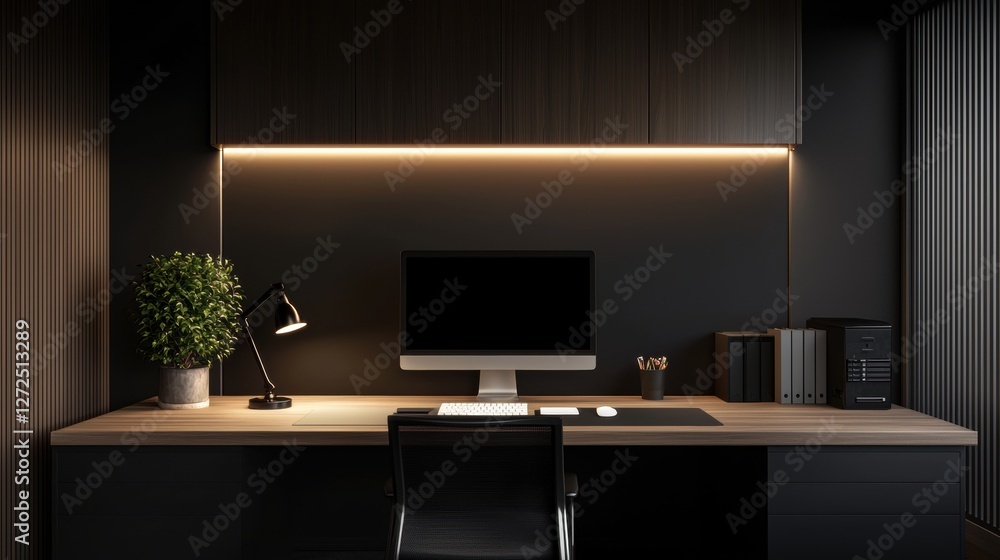 Modern minimalist home office with sleek design Modern minimalist home office with sleek design