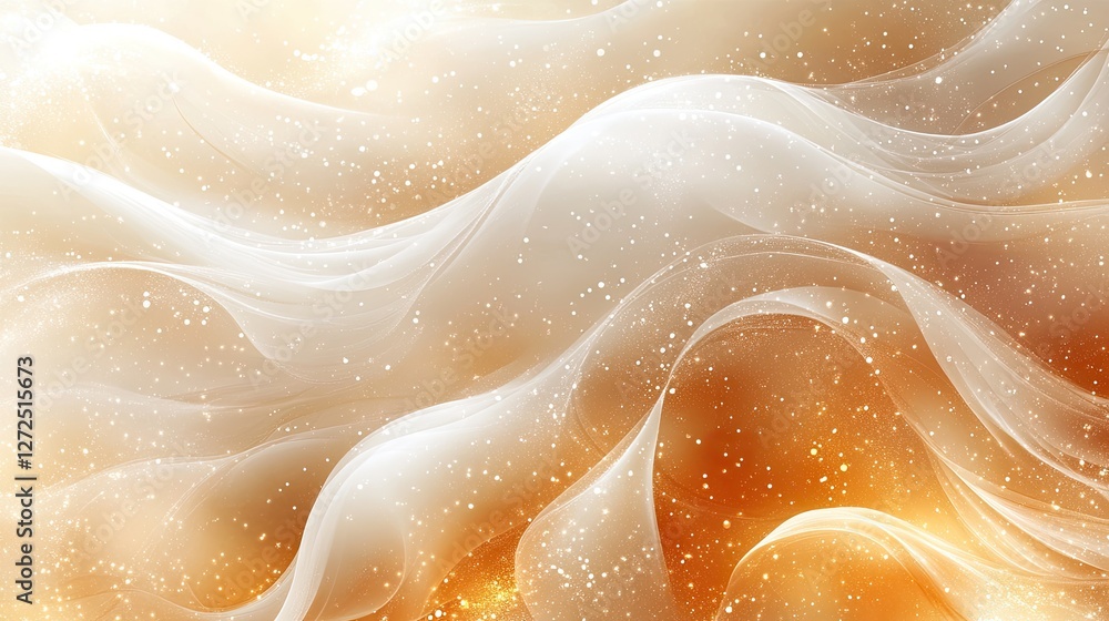 Golden Abstract Waves, Sparkling Background, Design Element Golden Abstract Waves, Sparkling Background, Design Element