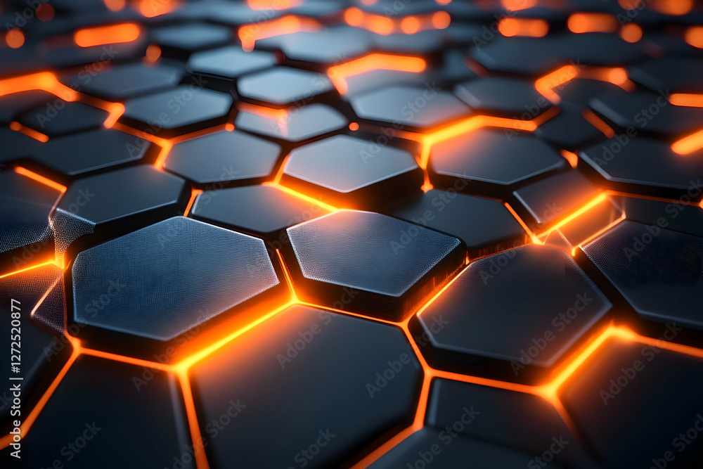 Glowing Hexagon Pattern Background Glowing Hexagon Pattern Background
