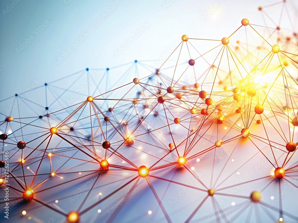 Network Connections: Abstract Big Data Visualization, White Background Network Connections: Abstract Big Data Visualization, White Background