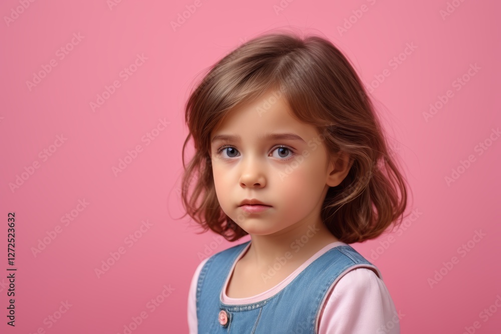 arafed little girl with a pink shirt and blue overalls arafed little girl with a pink shirt and blue overalls