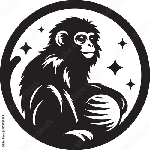 The black macaque mascot logo design art 