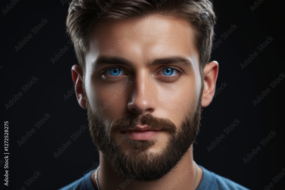 Obraz premium arafed man with a beard and blue eyes looking at the camera