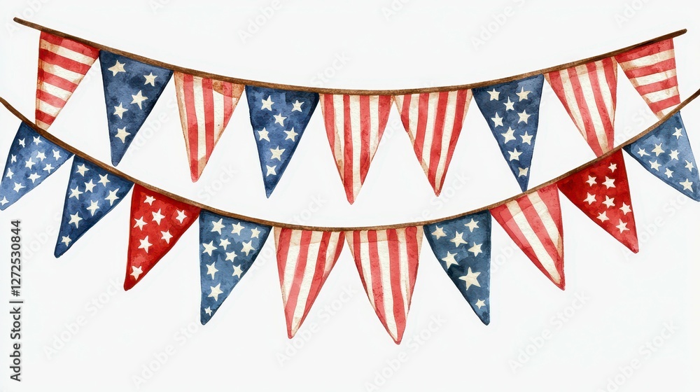 Obraz premium Festive Patriotic Bunting Decoration with Stars and Stripes Pattern