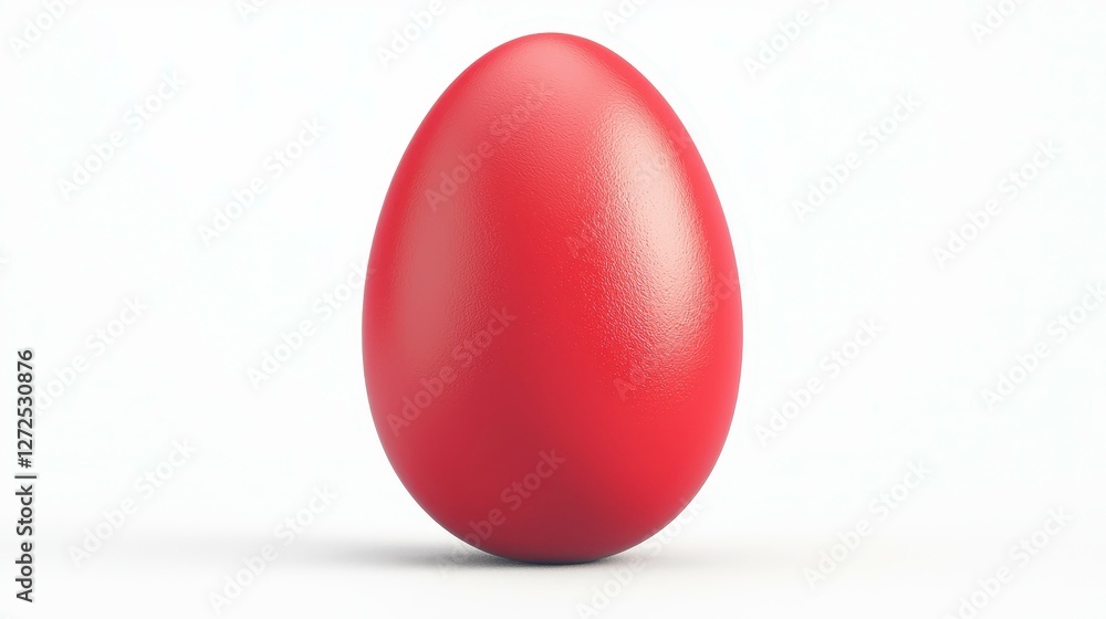 Simple Single Red Egg Centered on a White Surface Minimalist Art Simple Single Red Egg Centered on a White Surface Minimalist Art