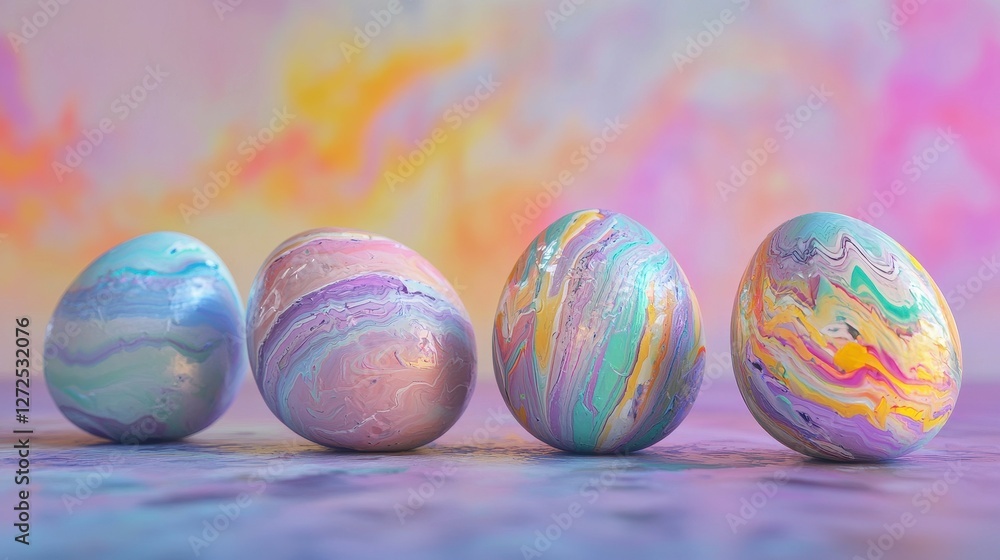 Pastel Swirl Easter Eggs Artistic Composition Pastel Swirl Easter Eggs Artistic Composition
