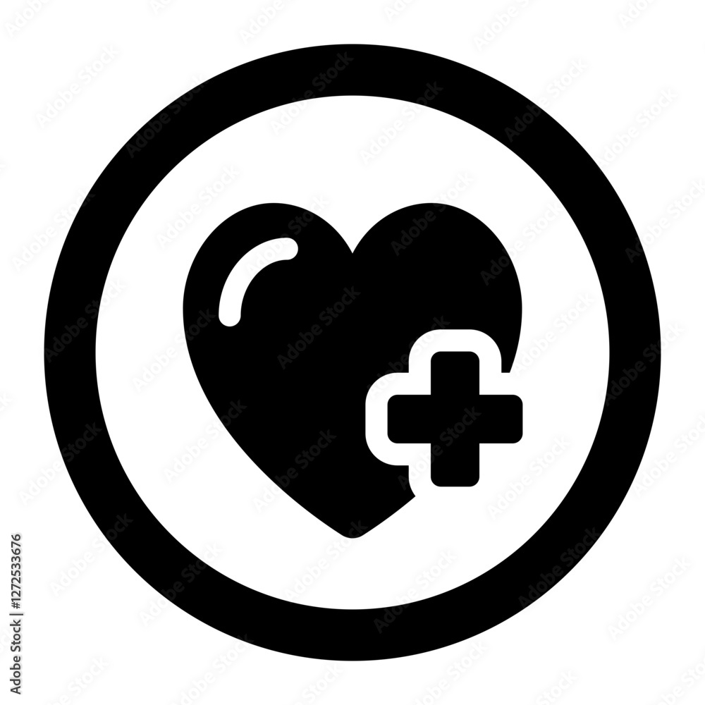 Heart glyph icon representing health, life points, and player status in gaming Heart glyph icon representing health, life points, and player status in gaming