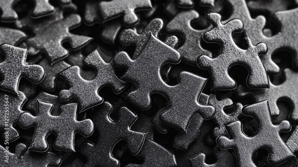 A Close Up View Of Many Black Jigsaw Puzzle Pieces A Close Up View Of Many Black Jigsaw Puzzle Pieces
