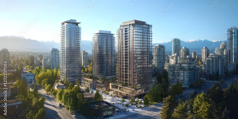 Obraz premium Office towers in an urban setting, showcasing functional and appealing design